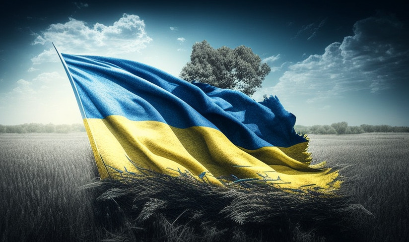 Флаг Украины в поле