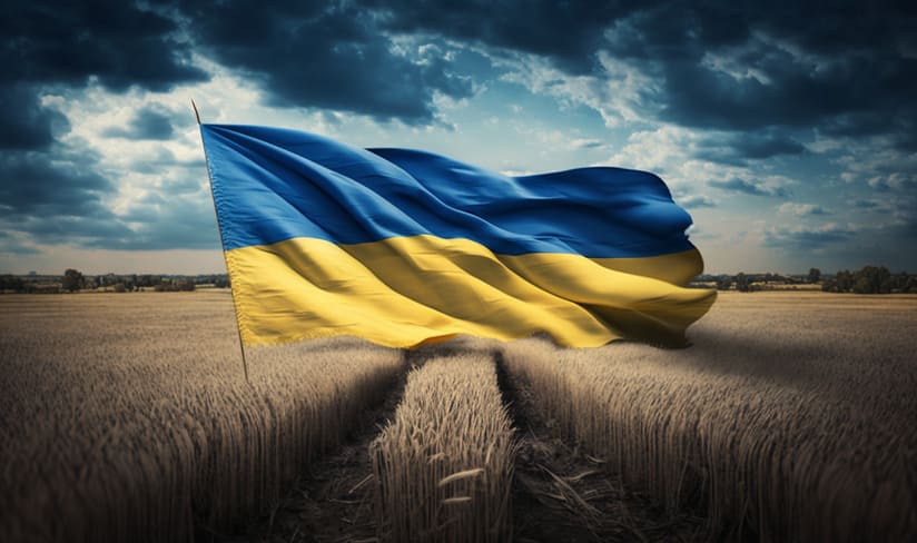 Флаг Украины в поле