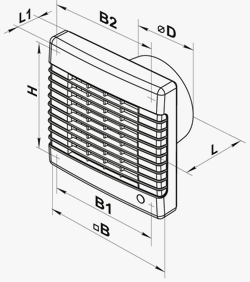 Чертеж и размеры бытового вытяжного вентилятора