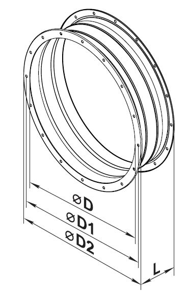 Креслення і розміри гнучкої вставки для вентилятора