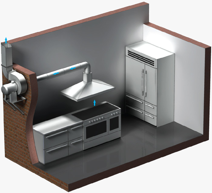 Приклад установки вентилятора для витягу з кухні