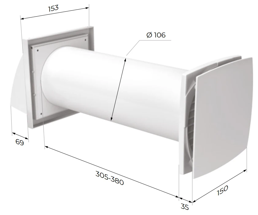 Размеры Domovent Solo 35