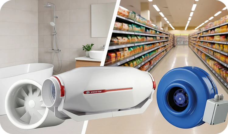 Канальні вентилятор Вентс для ванної та виробництва