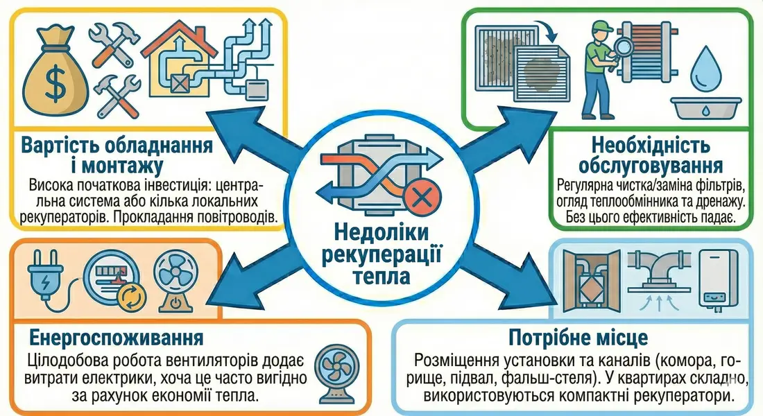 Недостатки установок с рекуперацией для вентиляции квартир