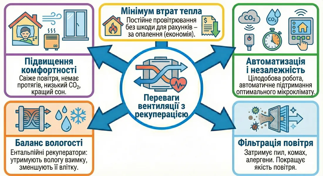 Преимущества вентиляции с рекуперацией