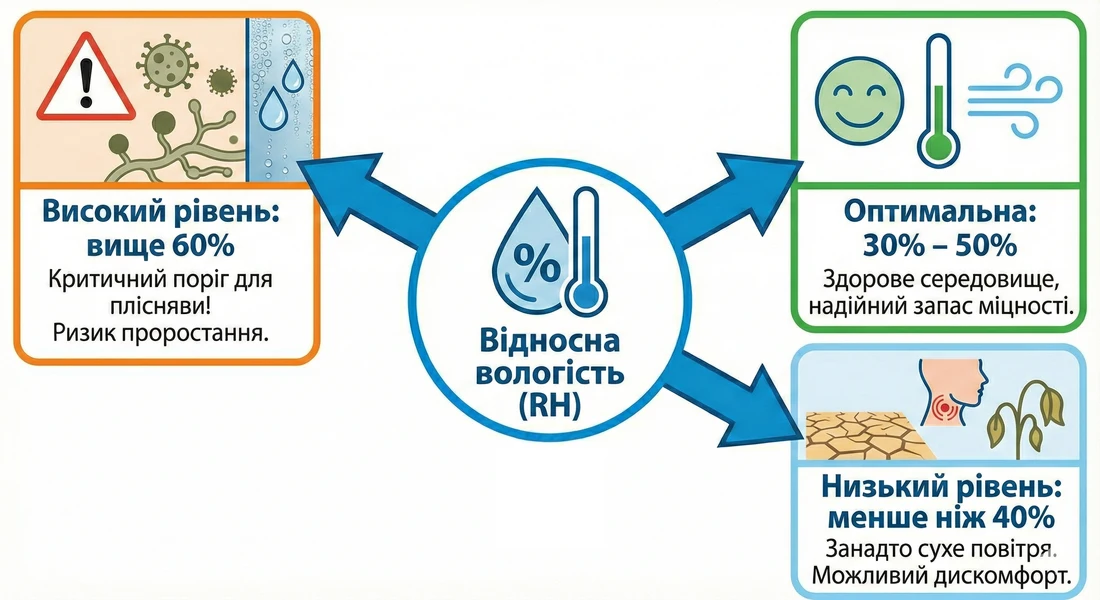 Какой должен быть уровень влажности в помещении