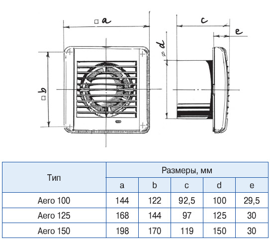 Креслення і розміри вентилятора витяжного